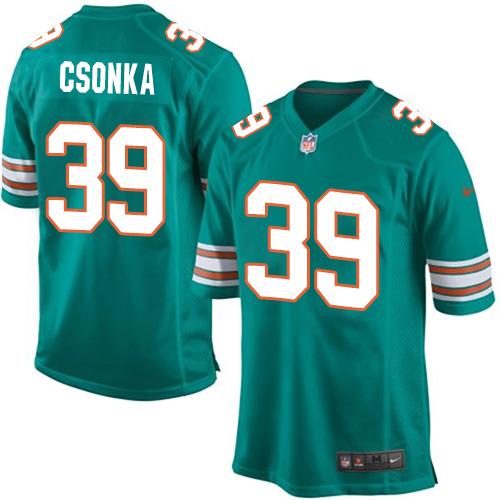 Nike Dolphins #39 Larry Csonka Aqua Green Alternate Youth Stitched NFL Elite Jersey